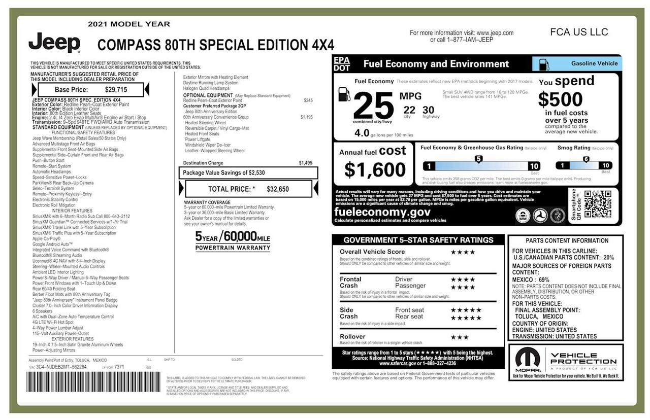 Jeep Compass 80th Spec Edition 4WD 2021