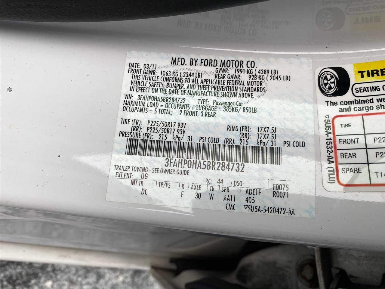 Ford Fusion I4 SE 2011