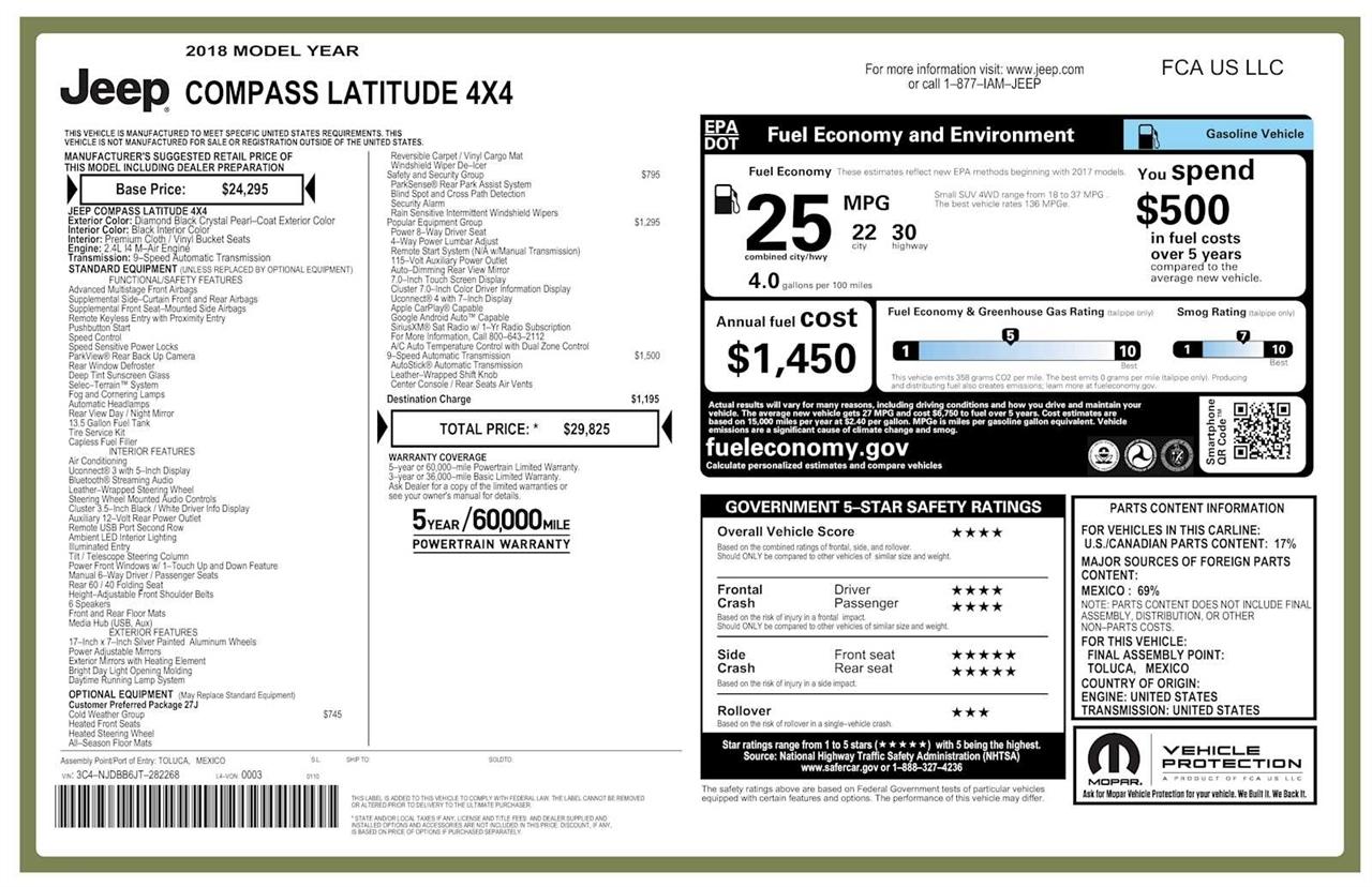 Jeep Compass Latitude 4WD 2018