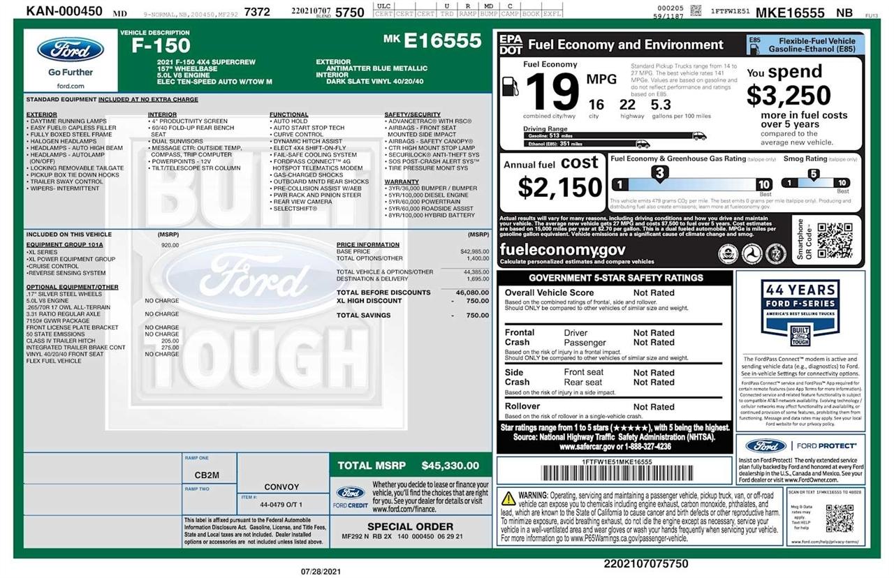 Ford F-150 XL SuperCrew 6.5-ft. Bed 4WD 2021