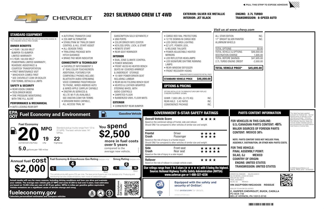Chevrolet Silverado 1500 LT Crew Cab 4WD 2021