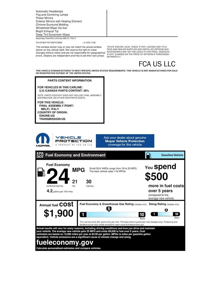 Fiat 500x Lounge AWD 2016