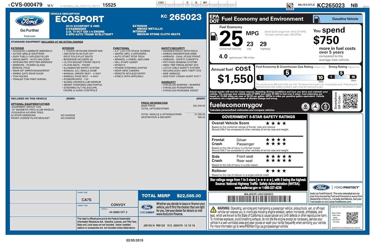 Ford EcoSport S AWD 2019