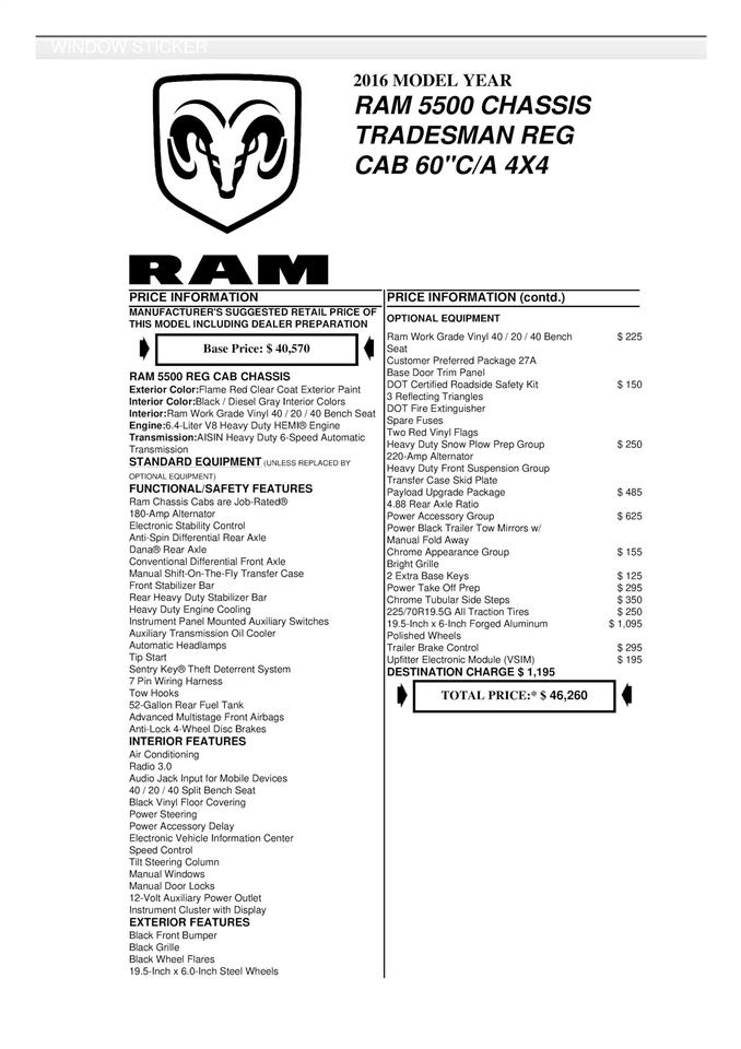 RAM 5500 Regular Cab 4WD DRW 2016