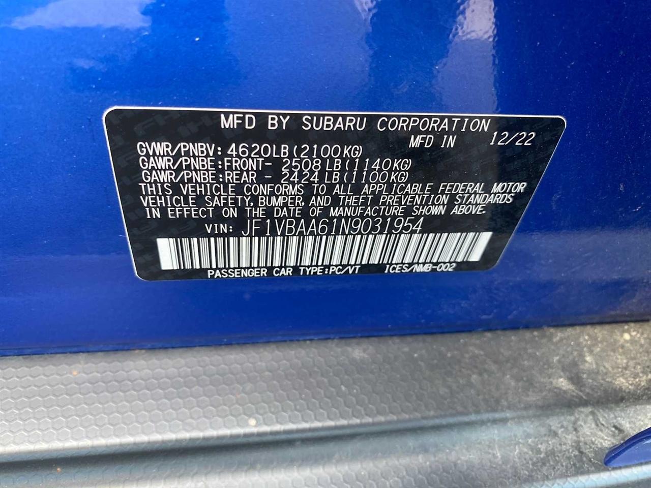 Subaru WRX 4dr Sdn Man Limited 2022