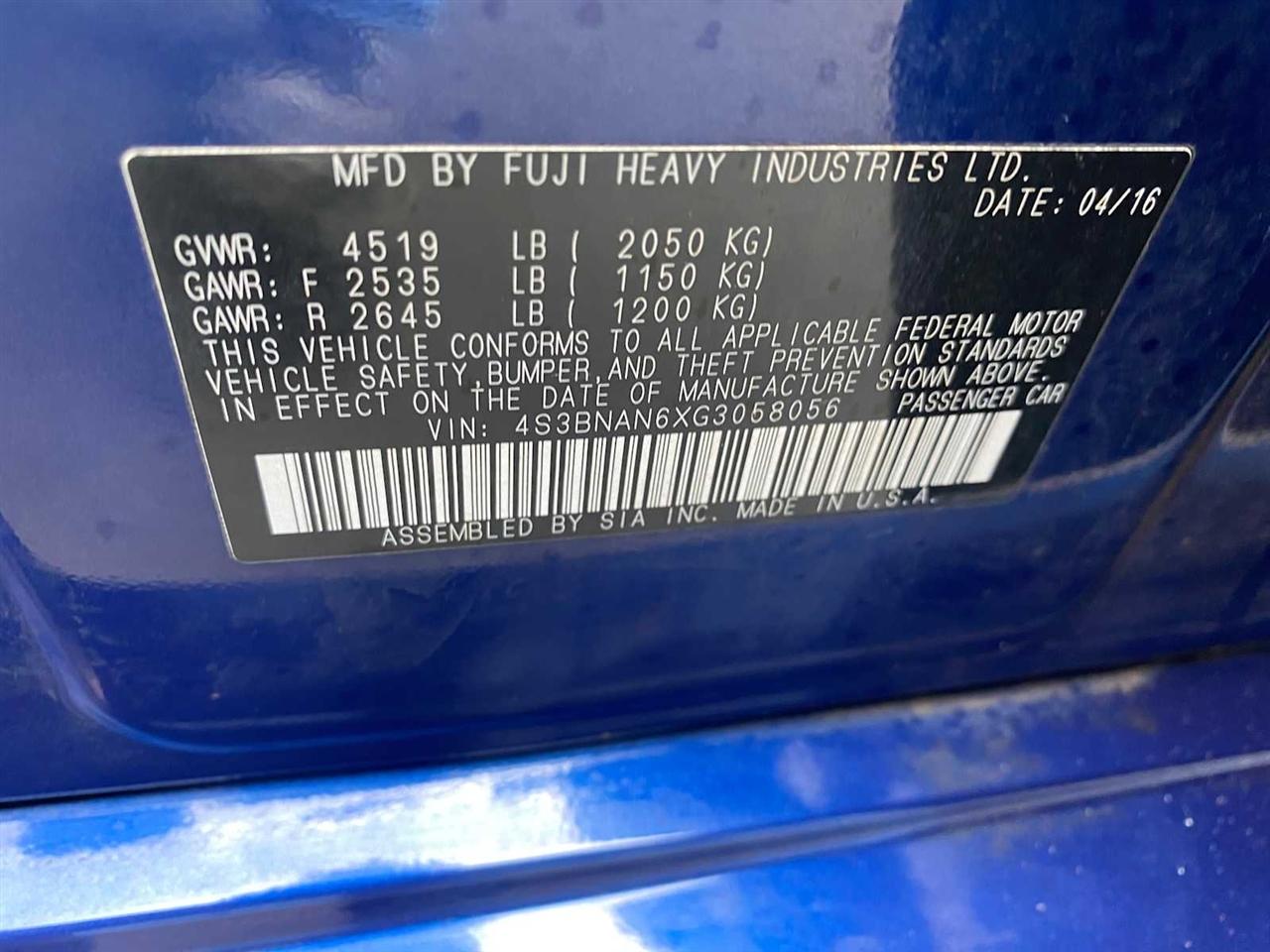 Subaru Legacy 2.5i Limited 2016