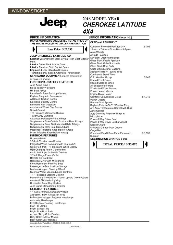 Jeep Cherokee Latitude 4WD 2016