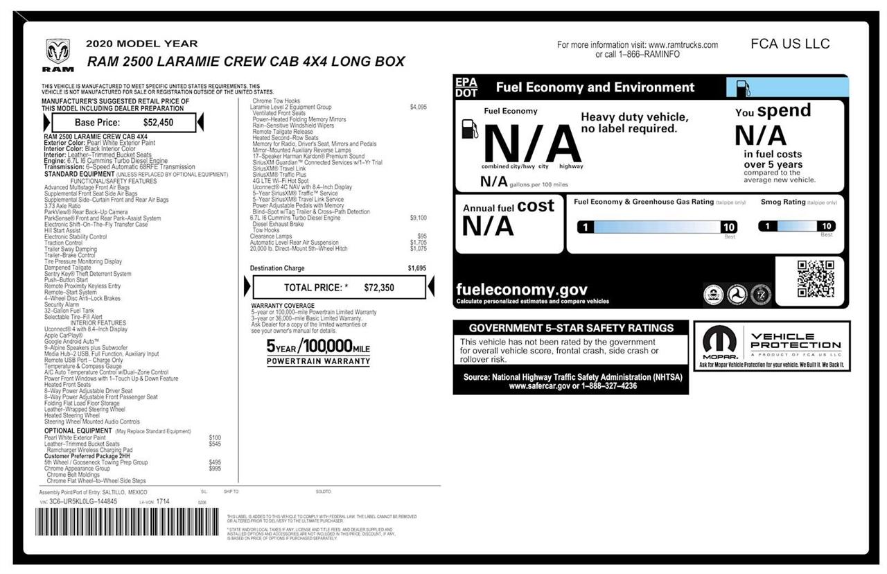RAM 2500 Laramie Crew Cab LWB 4WD 2020
