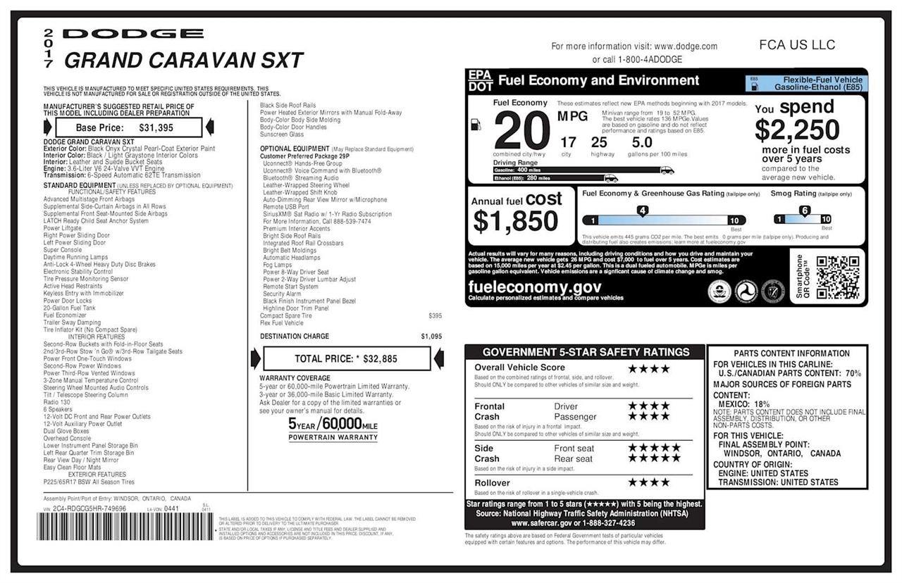Dodge Grand Caravan SXT 2017