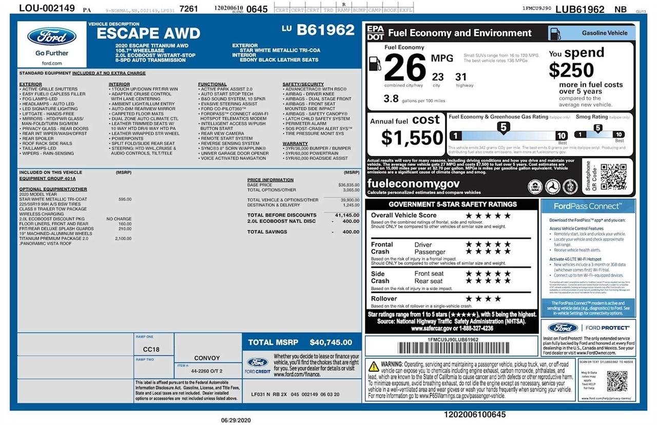 Ford Escape Titanium 4WD 2020
