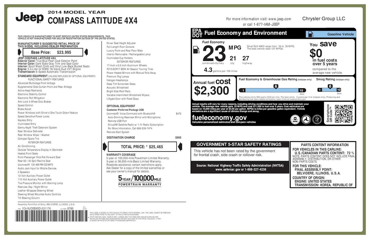 Jeep Compass Latitude 4WD 2014