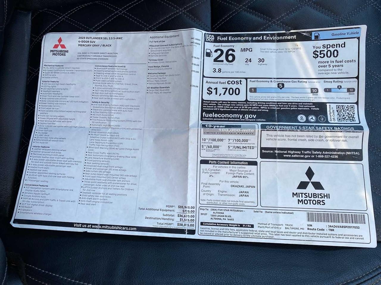 Mitsubishi Outlander SEL 4WD 2023