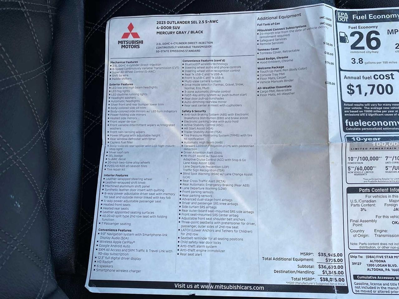 Mitsubishi Outlander SEL 4WD 2023