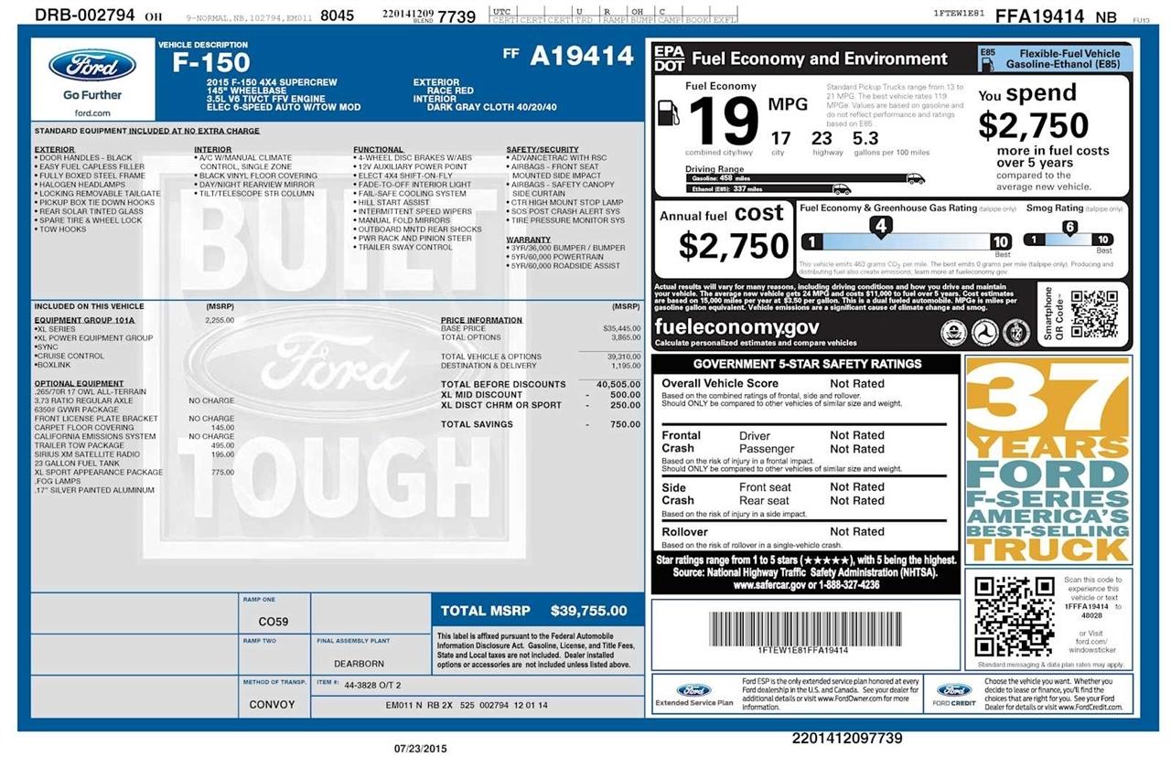 Ford F-150 XL SuperCrew 5.5-ft. Bed 4WD 2015
