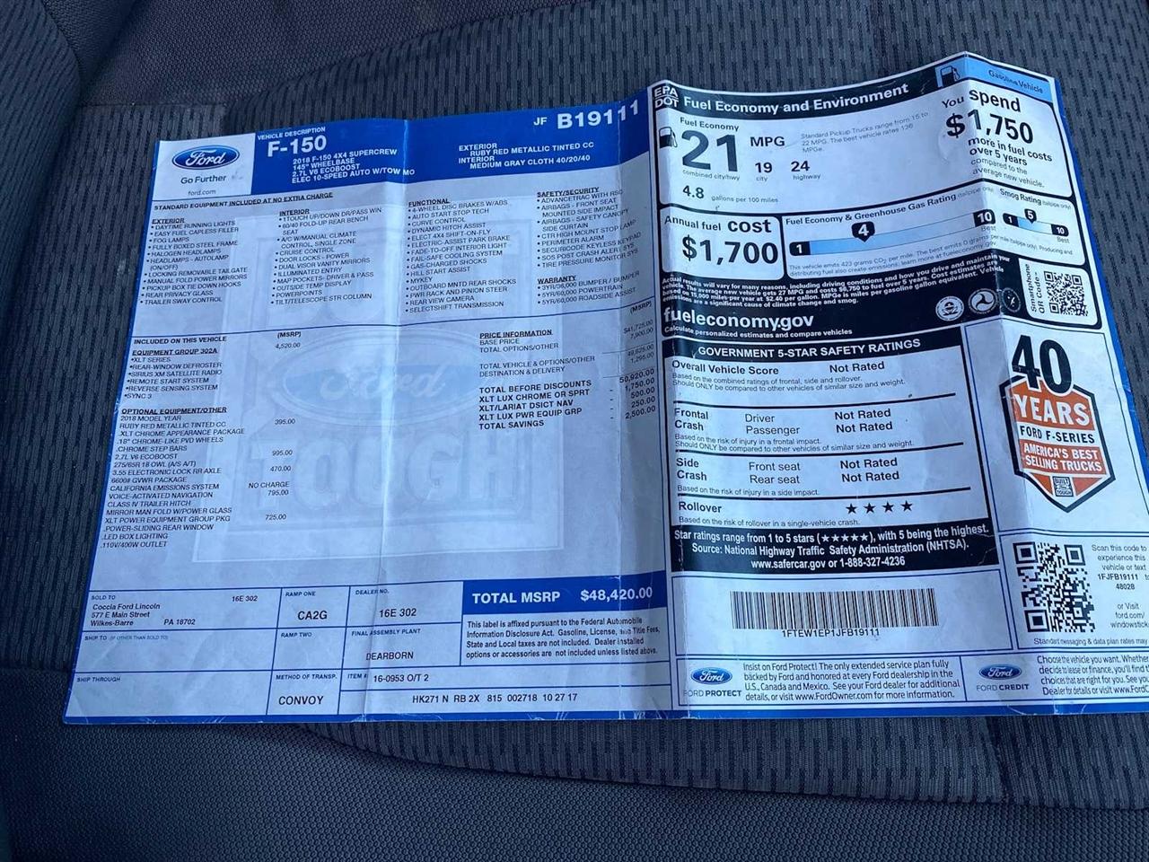 Ford F-150 XLT SuperCrew 5.5-ft. Bed 4WD 2018