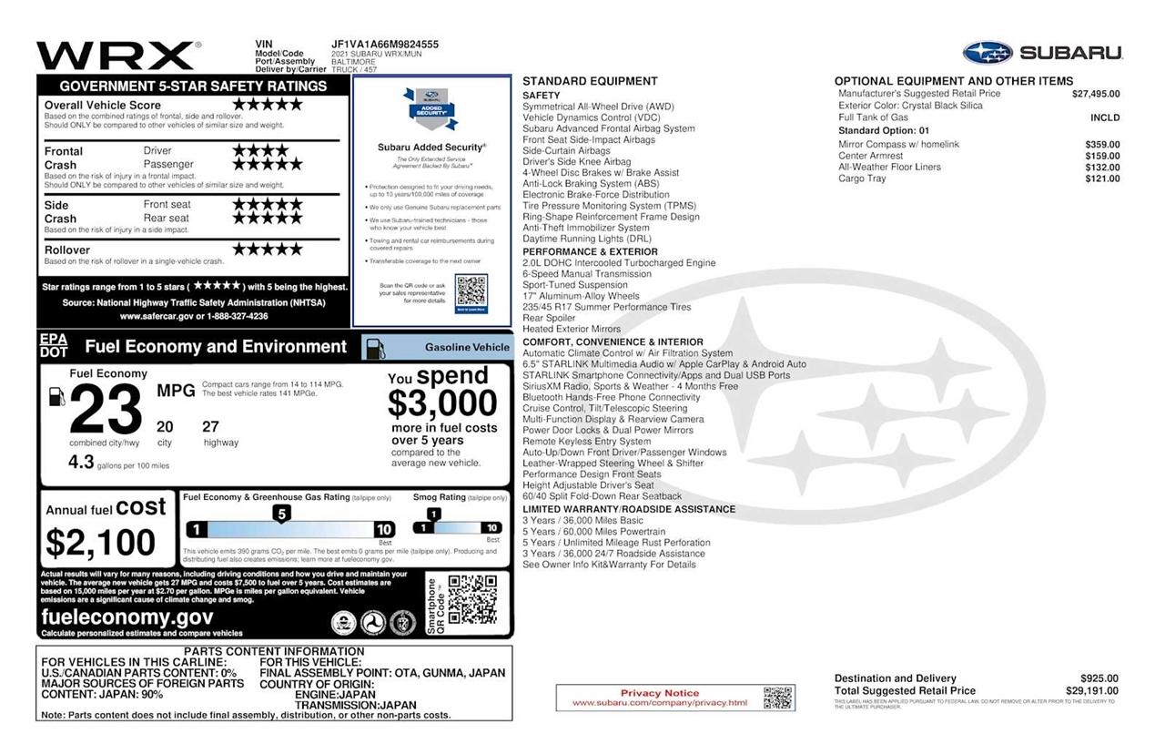 Subaru WRX Base 6M 2021