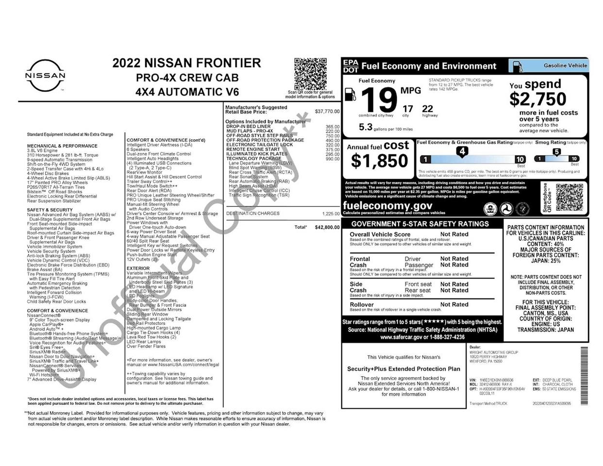 Nissan Frontier PRO-4X Crew Cab 4WD 2022
