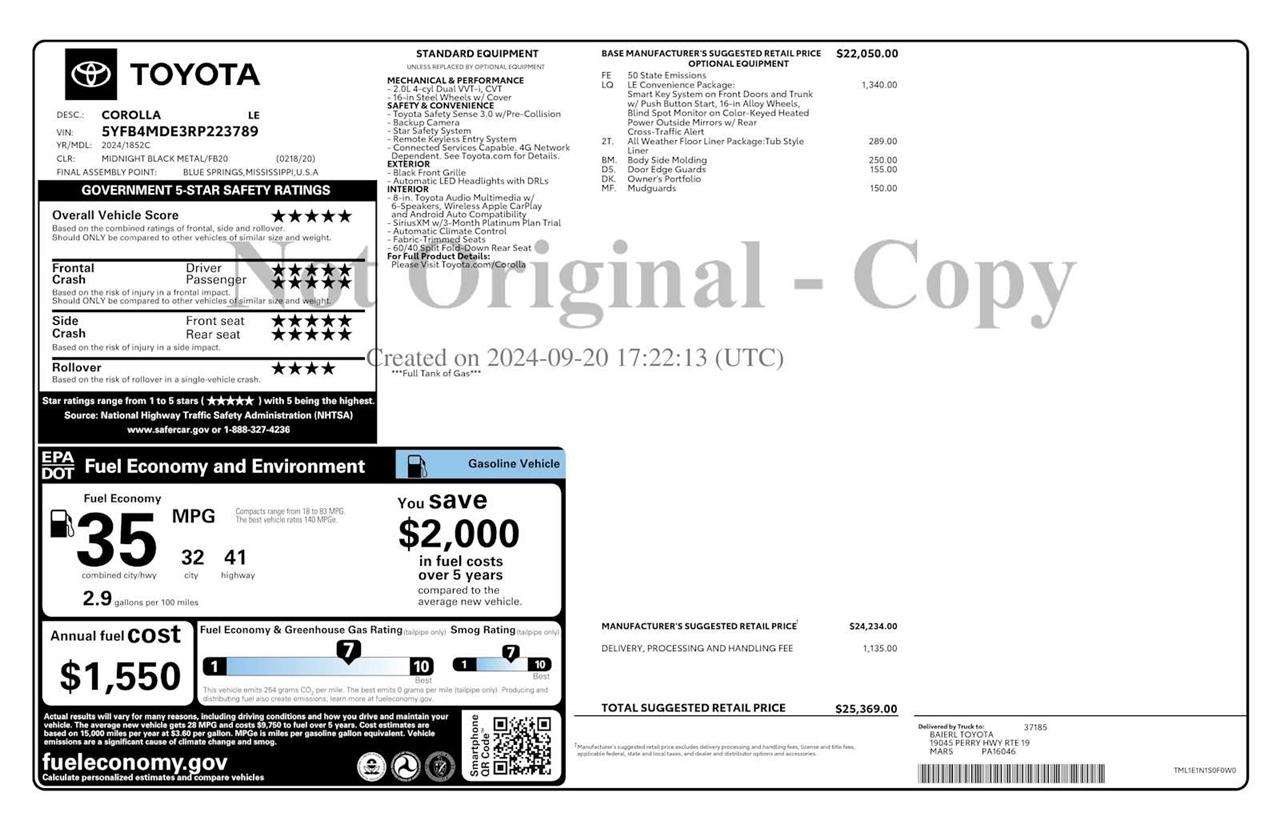 Toyota Corolla LE 2024