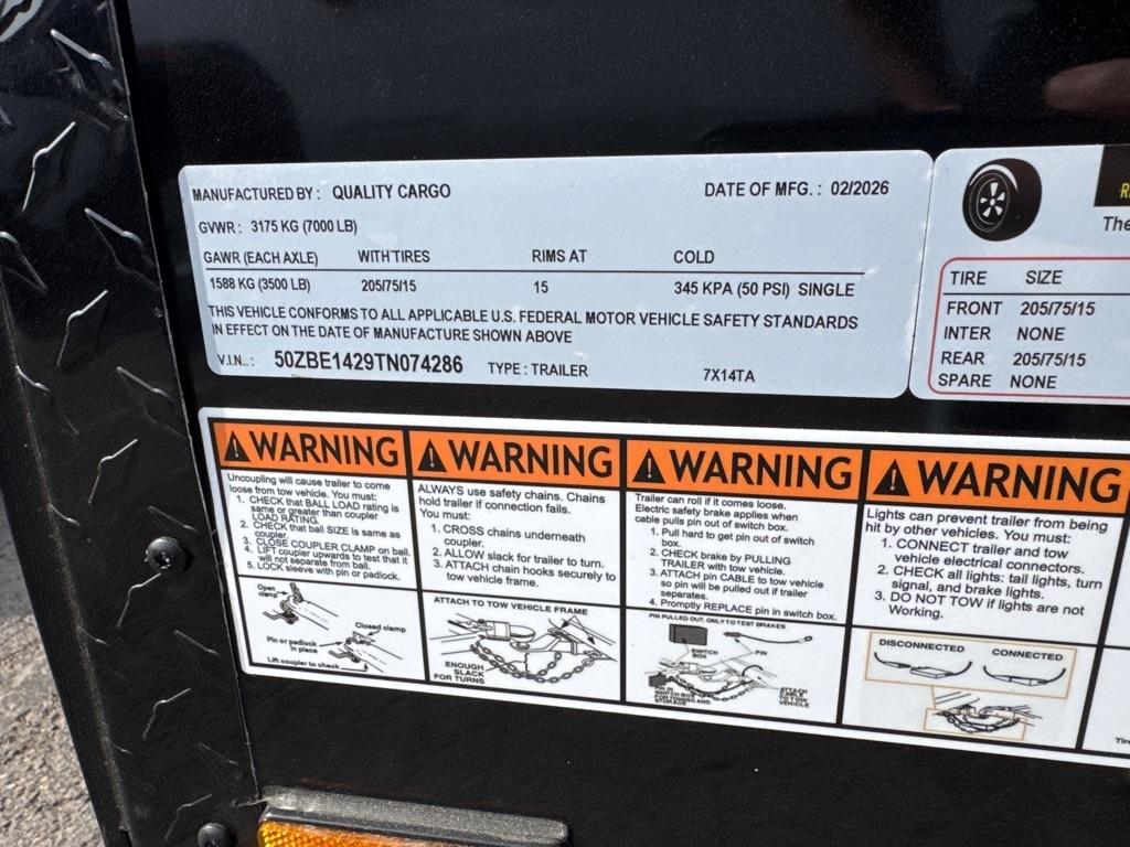 Quality Cargo 7X14TA Enclosed  2026