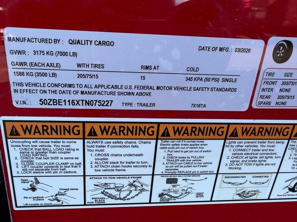 Quality Cargo 7X16TA ENCLOSED  2026