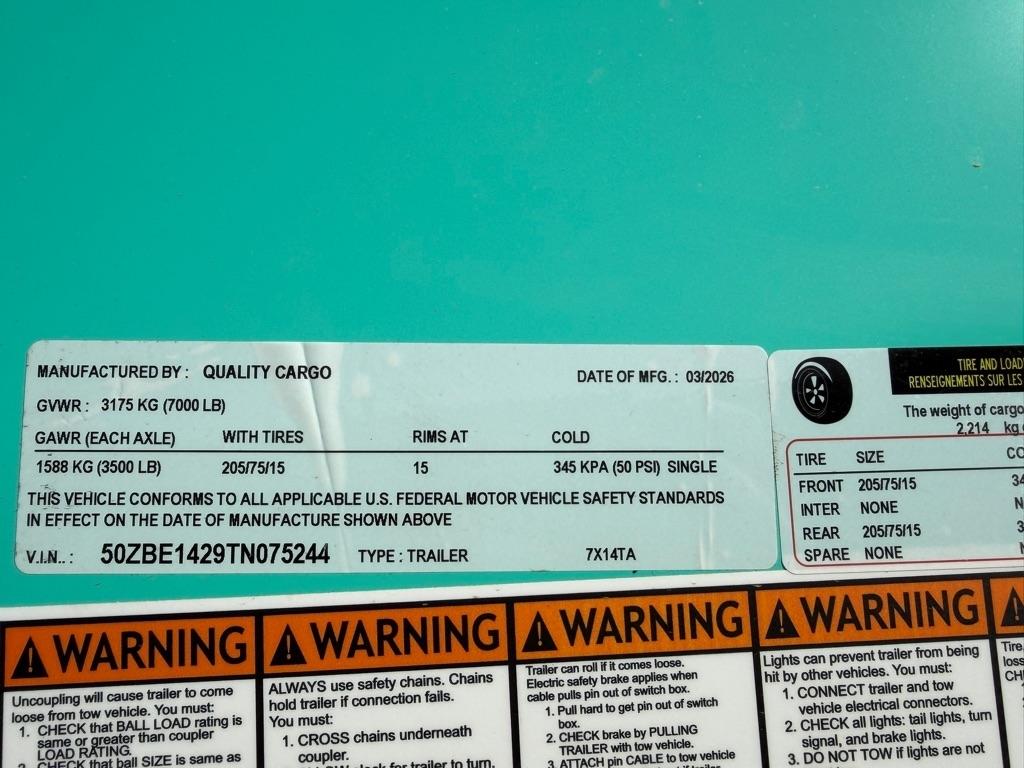 Quality Cargo 7X14TA Enclosed  2026