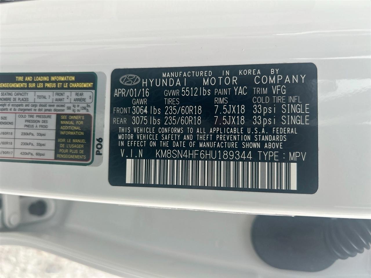 Hyundai Santa Fe SE 3.3L Auto 2017