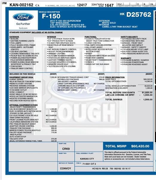 Ford F-150 XL SuperCrew 6.5-ft. Bed 4WD 2017