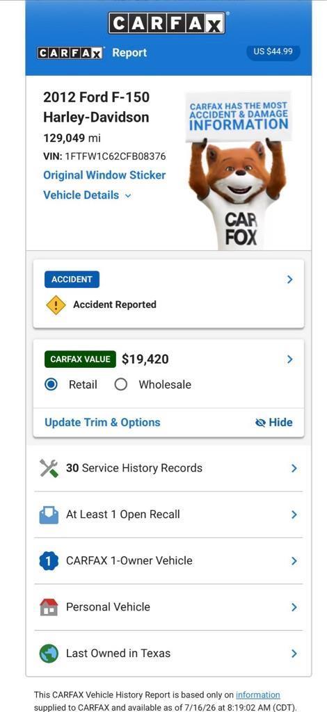Ford F-150 XL SuperCrew 5.5-ft. Bed 2WD 2012