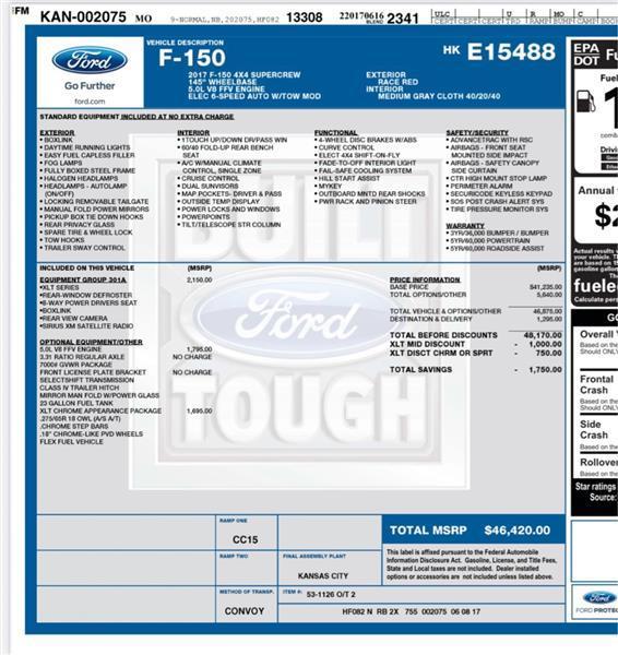 Ford F-150 XL SuperCrew 6.5-ft. Bed 4WD 2017