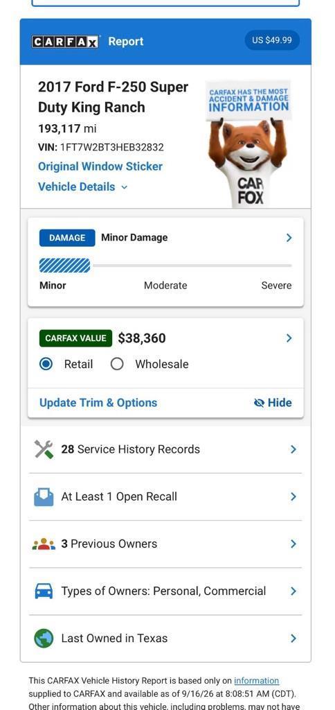 Ford F-250 SD King Ranch Crew Cab 4WD 2017