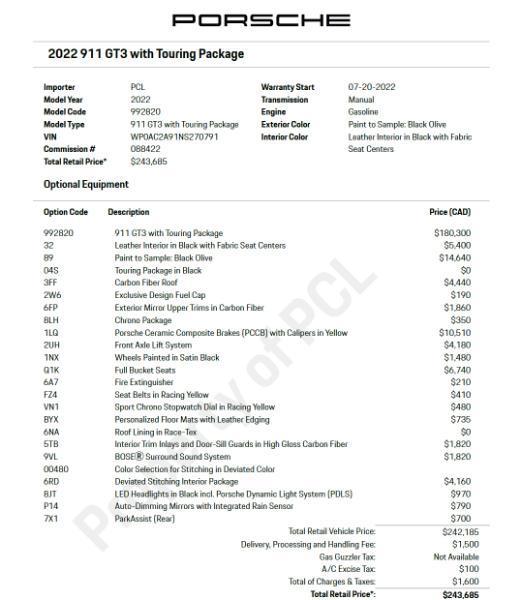 Porsche 911 GT3 Coupe w/Touring Package 2022
