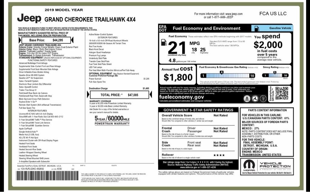2019 Jeep Grand Cherokee Trailhawk 4WD