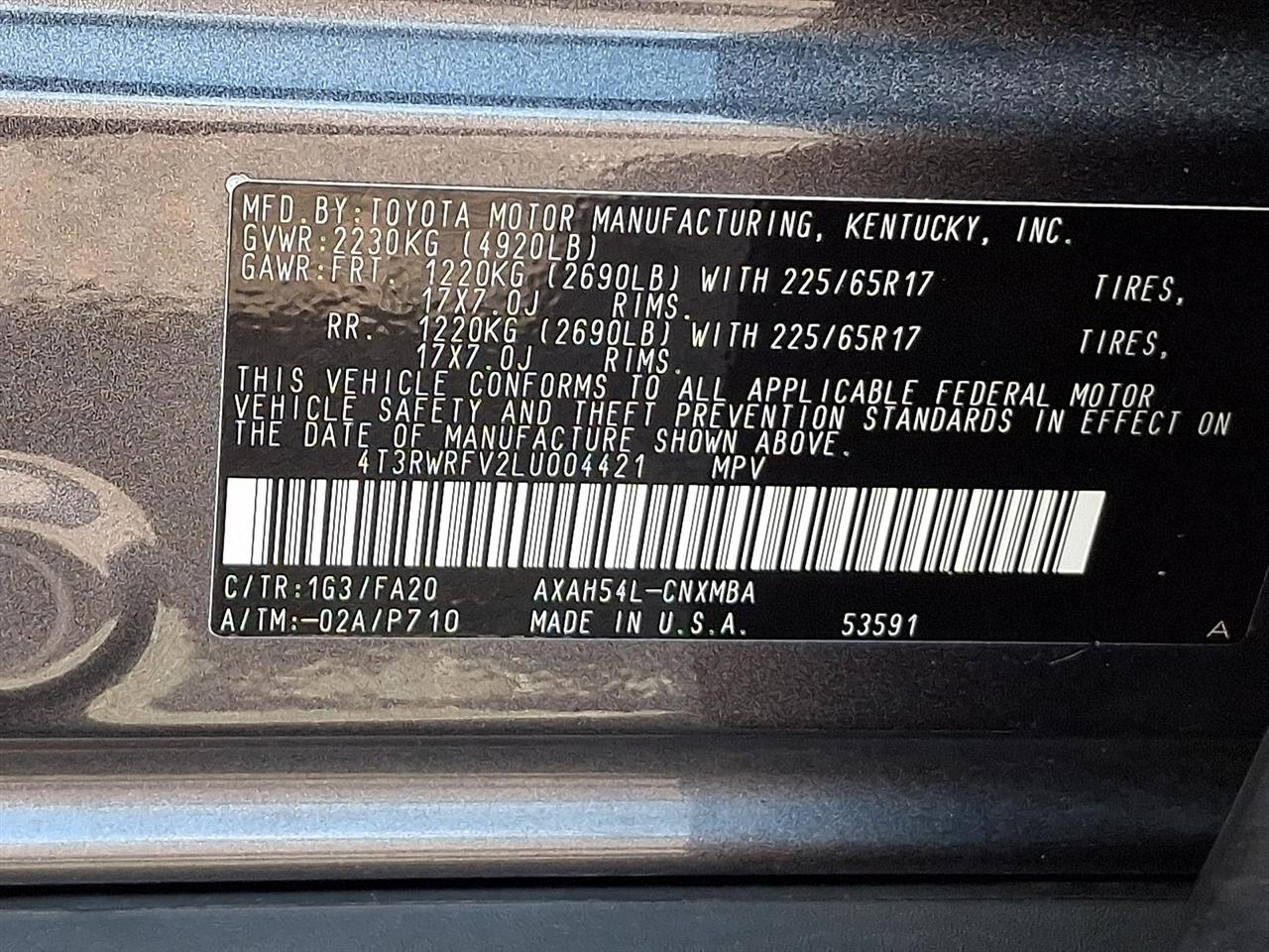 Toyota RAV4 Hybrid XLE AWD (Natl) 2020
