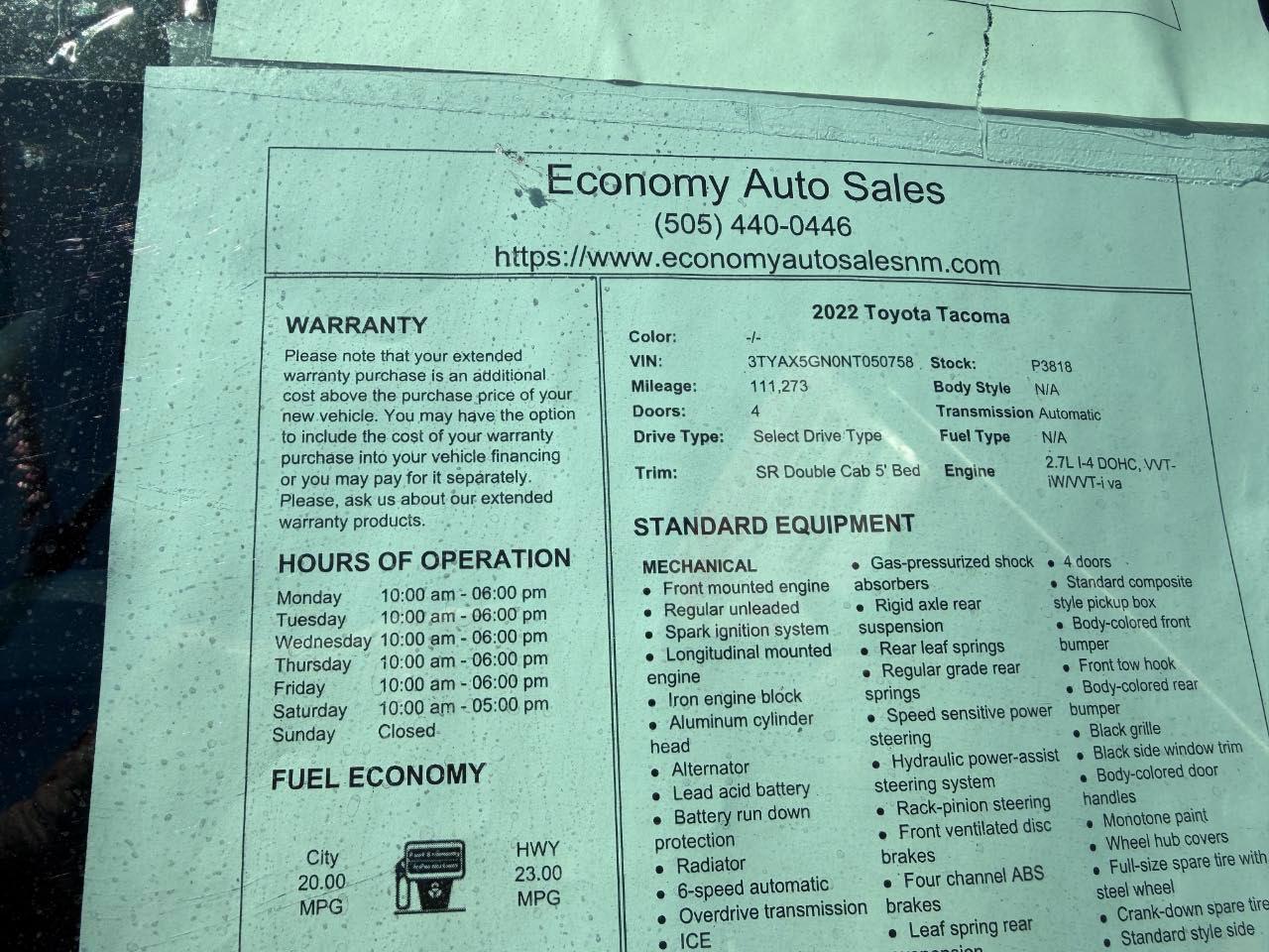 Toyota Tacoma SR 2022