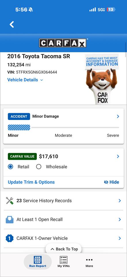 Toyota Tacoma SR5 Access Cab I4 6AT 2WD 2016