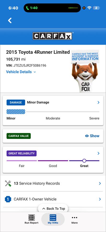Toyota 4Runner Limited 2WD V6 2015