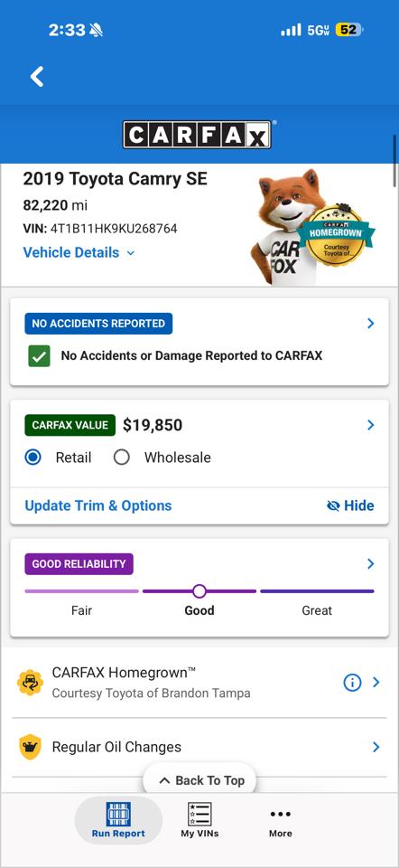 Toyota Camry SE 2019