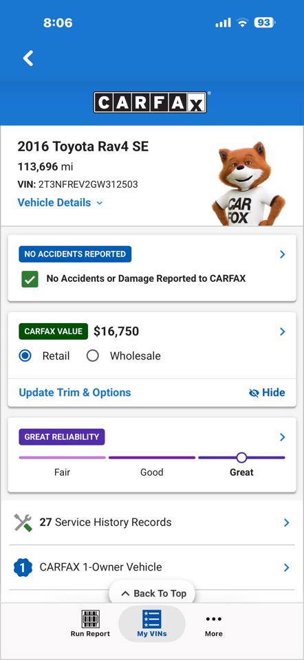 Toyota RAV4 SE FWD 2016