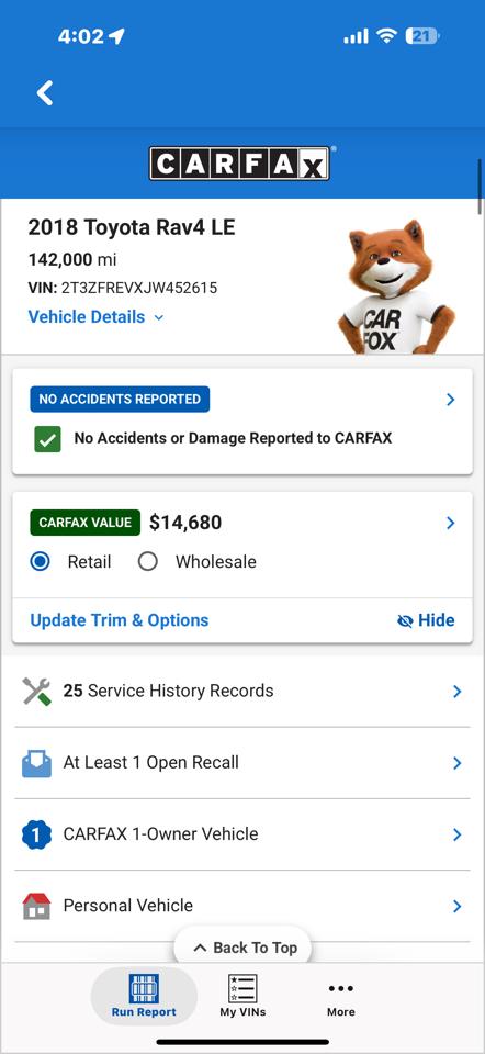 Toyota RAV4 LE FWD 2018