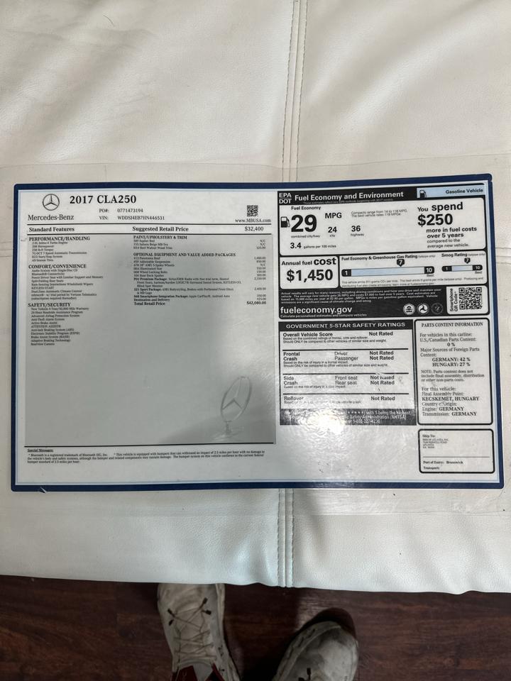 Mercedes-Benz CLA 4dr Sdn CLA 250 FWD 2017