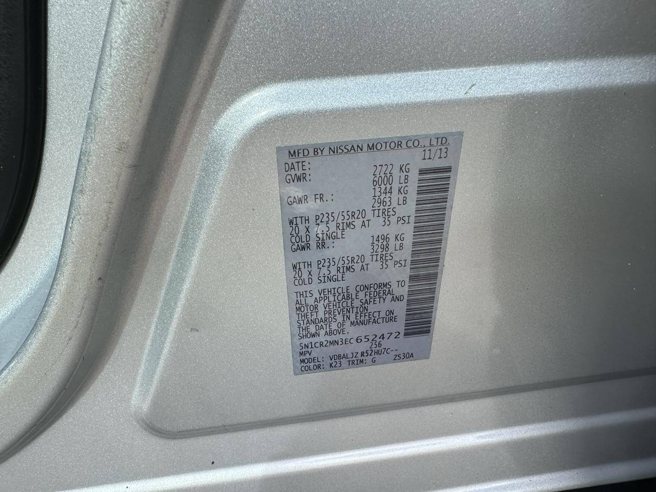 Nissan Pathfinder 2WD 4dr Platinum Hybrid 2014