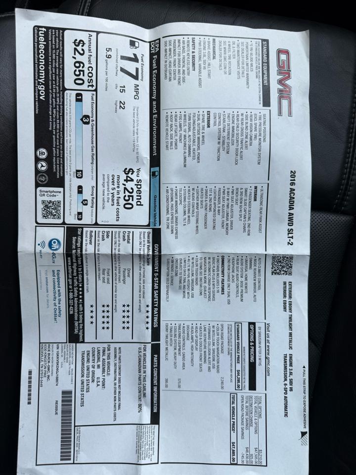 GMC Acadia SLT-2 AWD 2016