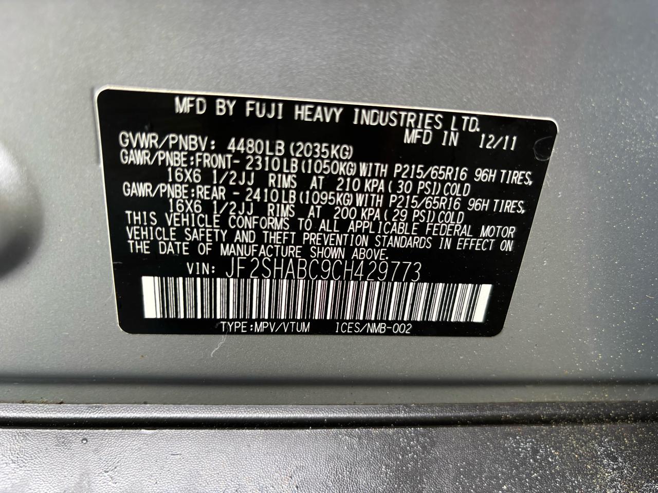 Subaru Forester 2.5X 2012