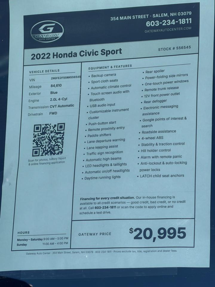 Honda Civic Sport 2022