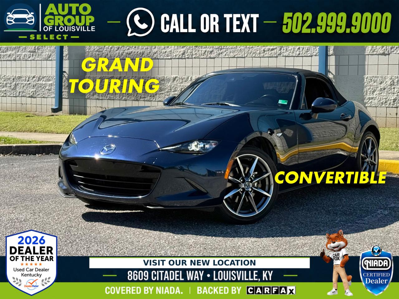 Blue 2021 Mazda MX-5 Miata Convertible Rear-Wheel Drive Automatic
