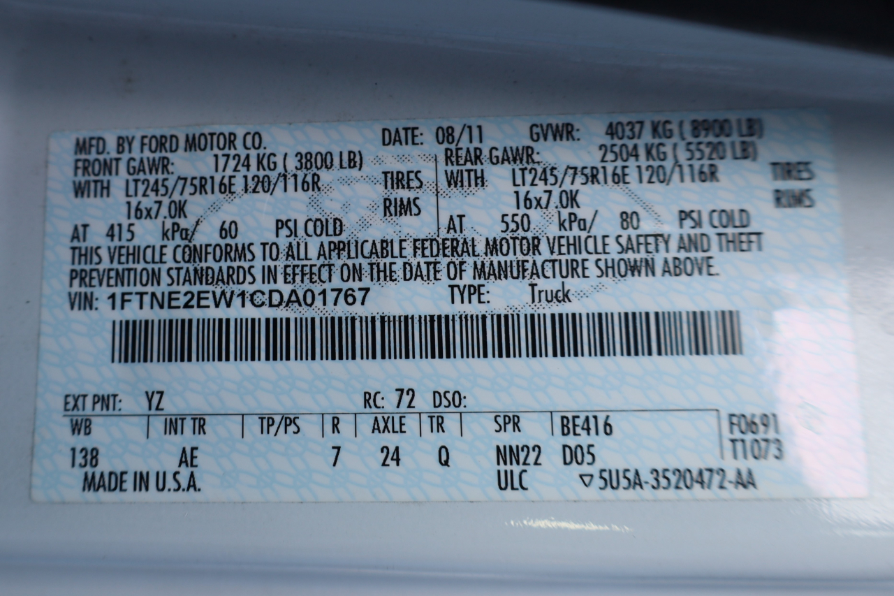 Ford Econoline Cargo Van E-250 Recreational 2012