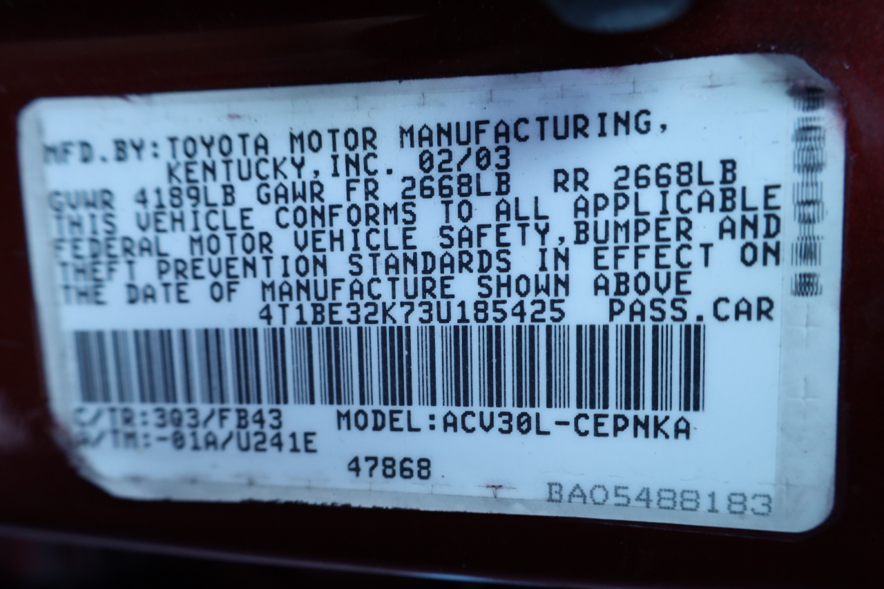 Toyota Camry 4dr Sdn LE Auto 2003