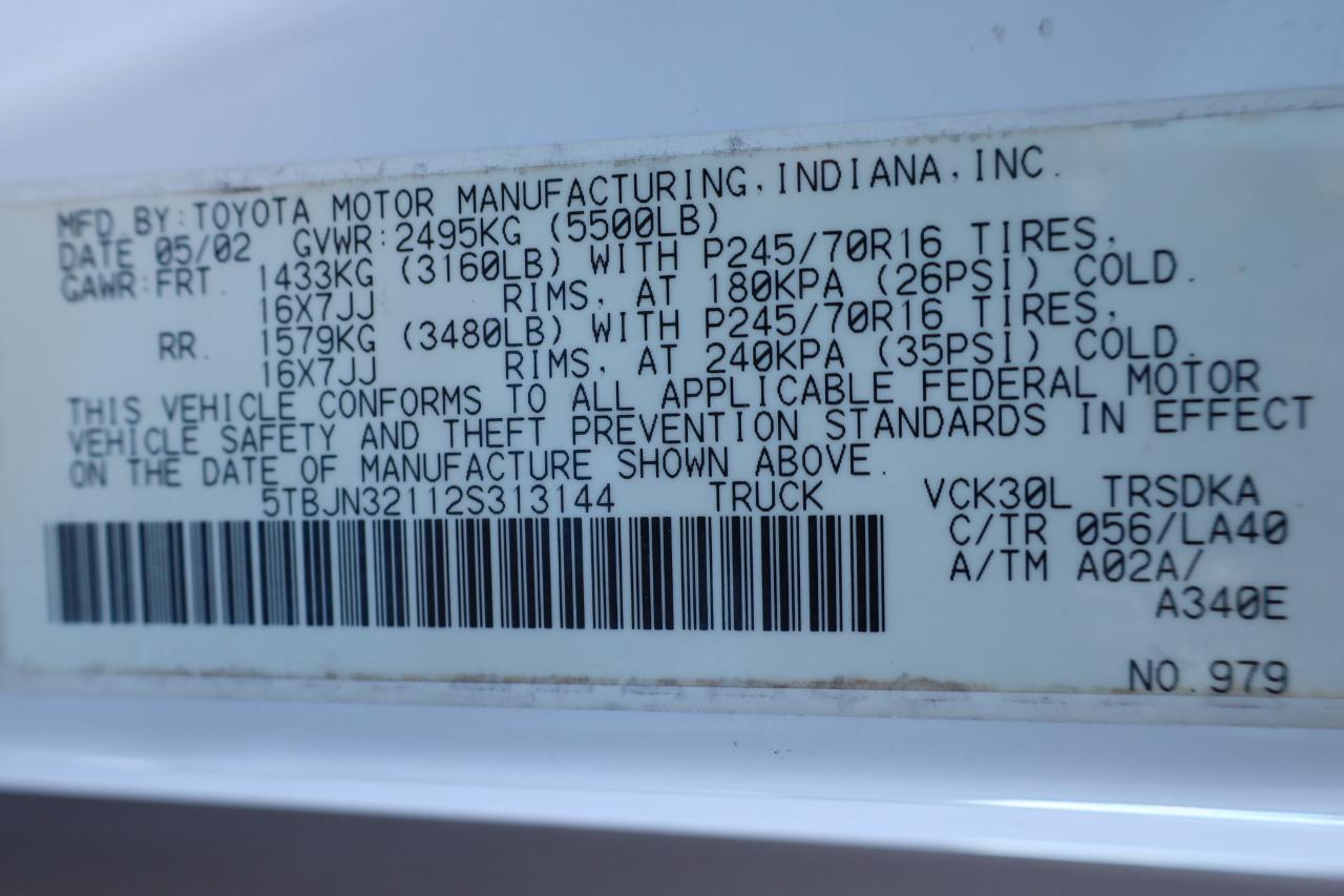 Toyota Tundra Reg Cab V6 Auto (Natl) 2002