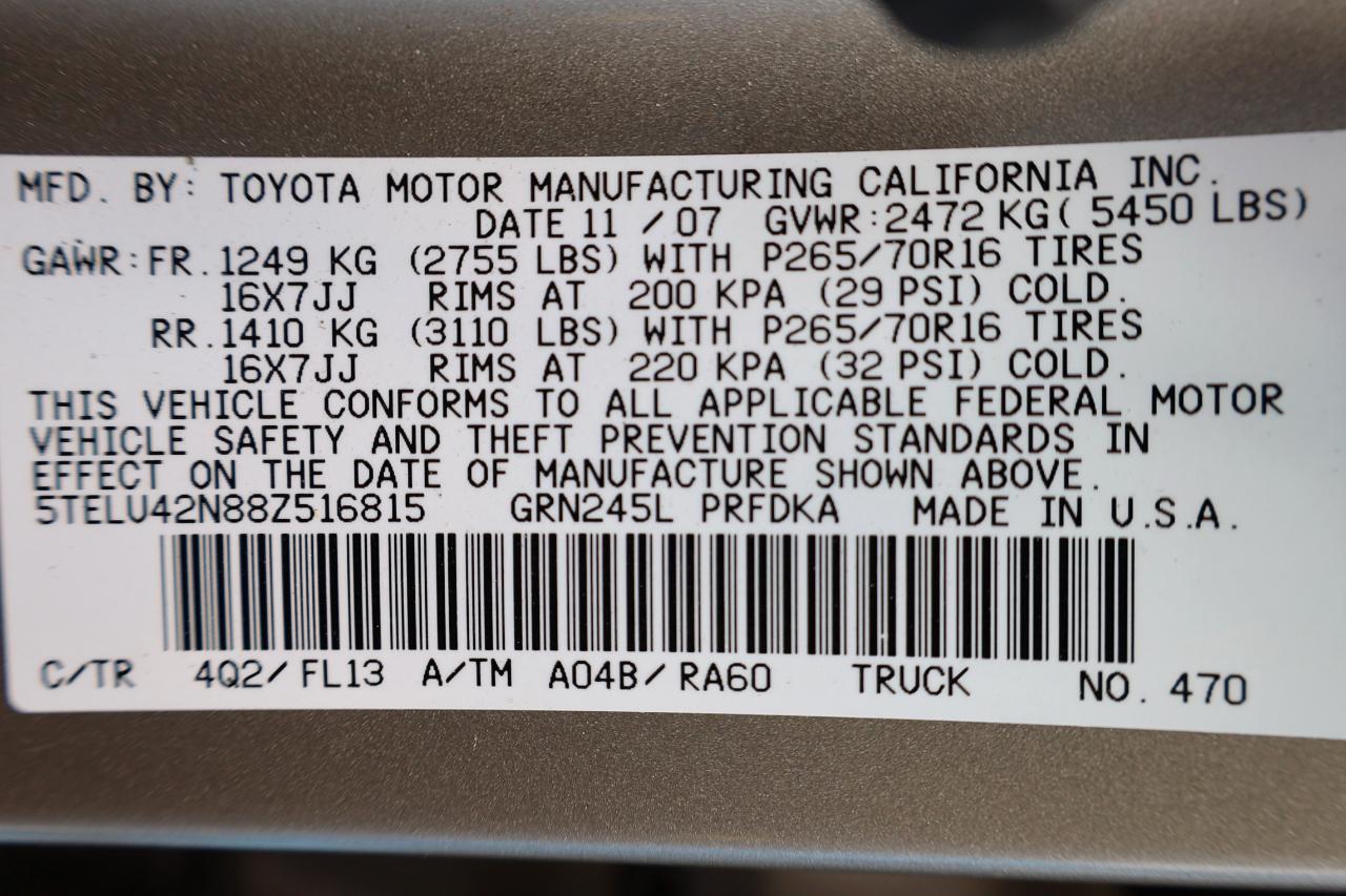 Toyota Tacoma 4WD Dbl V6 MT (Natl) 2008