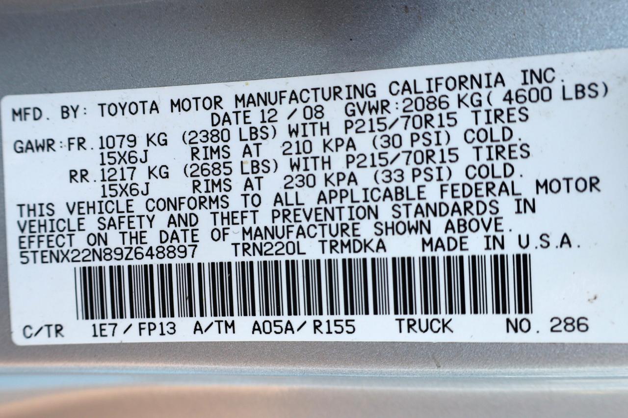 Toyota Tacoma 2WD Reg I4 MT (Natl) 2009